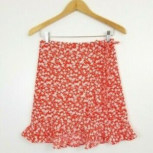 Jcrew small red floral mini skirt